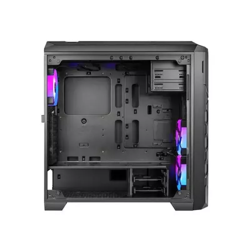 PC korpusas AZZA STORM ARGB Full Tower — juodas, ATX/Micro-ATX/EATX palaikymas, 2x 3,5 col. + 6x 2,5 col. nišos, iš anksto sumontuoti ARGB ventiliatoriai