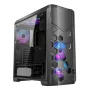 PC korpusas AZZA STORM ARGB Full Tower — juodas, ATX/Micro-ATX/EATX palaikymas, 2x 3,5 col. + 6x 2,5 col. nišos, iš anksto sumontuoti ARGB ventiliatoriai