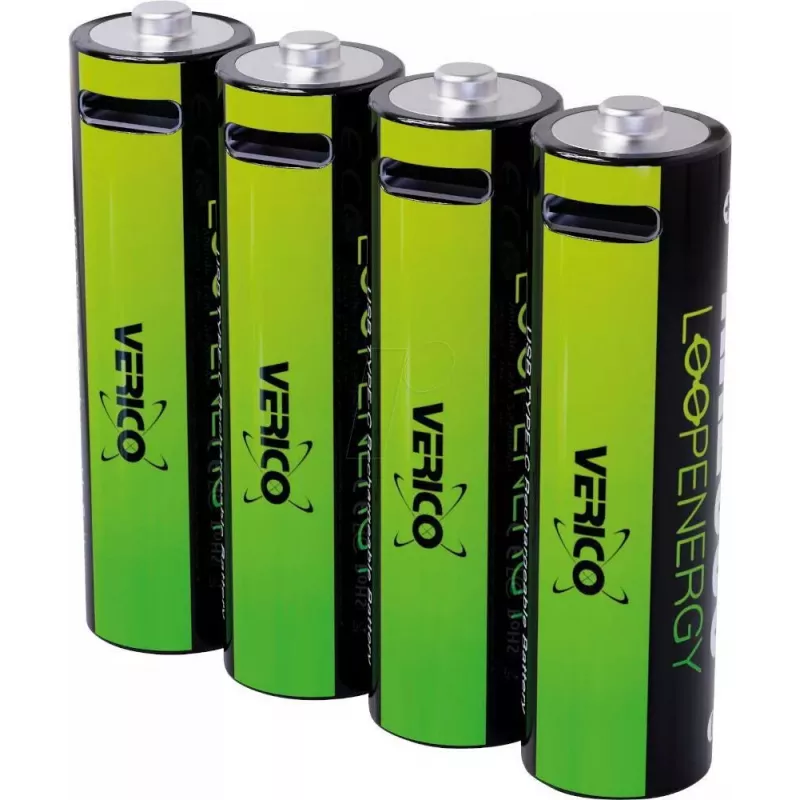 Įkraunama ličio jonų AA baterija VERICO LoopEnergy AA2550 USB‑C, 4 vnt. pakuotė