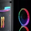 PC Midi Tower korpusas RAIJINTEK Ponos MS — juodas, palaiko 120/140 mm priekinius ventiliatorius, 1× 120 mm galinį, HDD 3,5 colio, SSD 2,5 colio, 210×442×485 mm