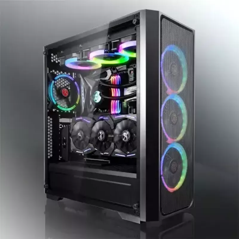 PC Midi Tower korpusas RAIJINTEK Ponos MS — juodas, palaiko 120/140 mm priekinius ventiliatorius, 1× 120 mm galinį, HDD 3,5 colio, SSD 2,5 colio, 210×442×485 mm