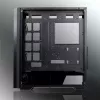 PC Midi Tower korpusas RAIJINTEK Ponos MS — juodas, palaiko 120/140 mm priekinius ventiliatorius, 1× 120 mm galinį, HDD 3,5 colio, SSD 2,5 colio, 210×442×485 mm