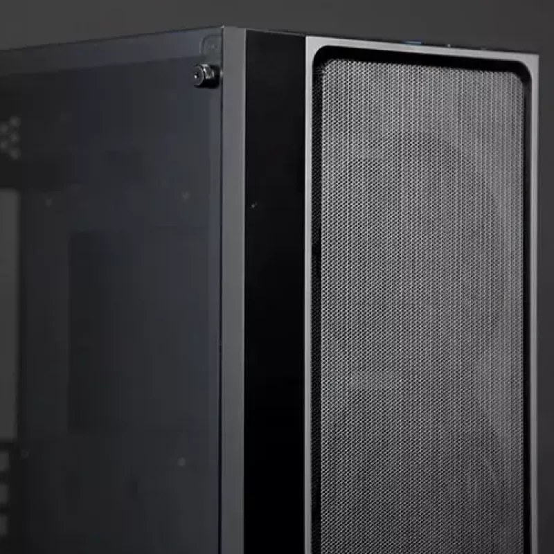 PC Midi Tower korpusas RAIJINTEK Ponos MS — juodas, palaiko 120/140 mm priekinius ventiliatorius, 1× 120 mm galinį, HDD 3,5 colio, SSD 2,5 colio, 210×442×485 mm