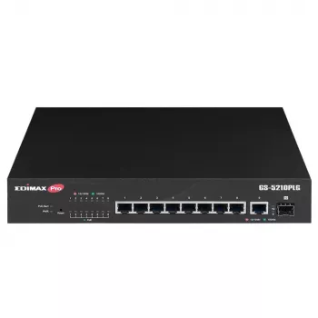 Valdomas komutatorius Edimax GS-5210PLG 8 prievadų Gigabit Ethernet PoE juodas
