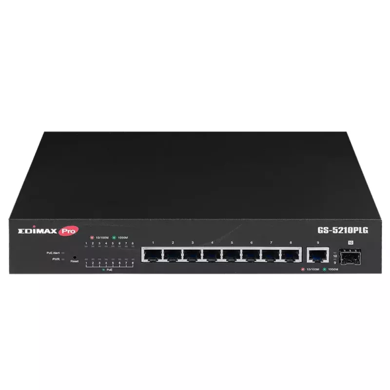 Valdomas komutatorius Edimax GS-5210PLG 8 prievadų Gigabit Ethernet PoE juodas