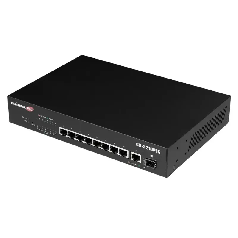 Valdomas komutatorius Edimax GS-5210PLG 8 prievadų Gigabit Ethernet PoE juodas