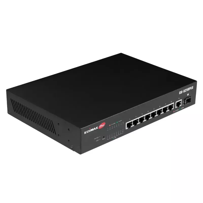 Valdomas komutatorius Edimax GS-5210PLG 8 prievadų Gigabit Ethernet PoE juodas