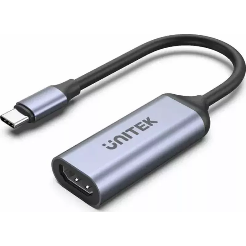 USB-C į HDMI adapteris Unitek V1416B, pilkas, vieno prievado vaizdo išvestis