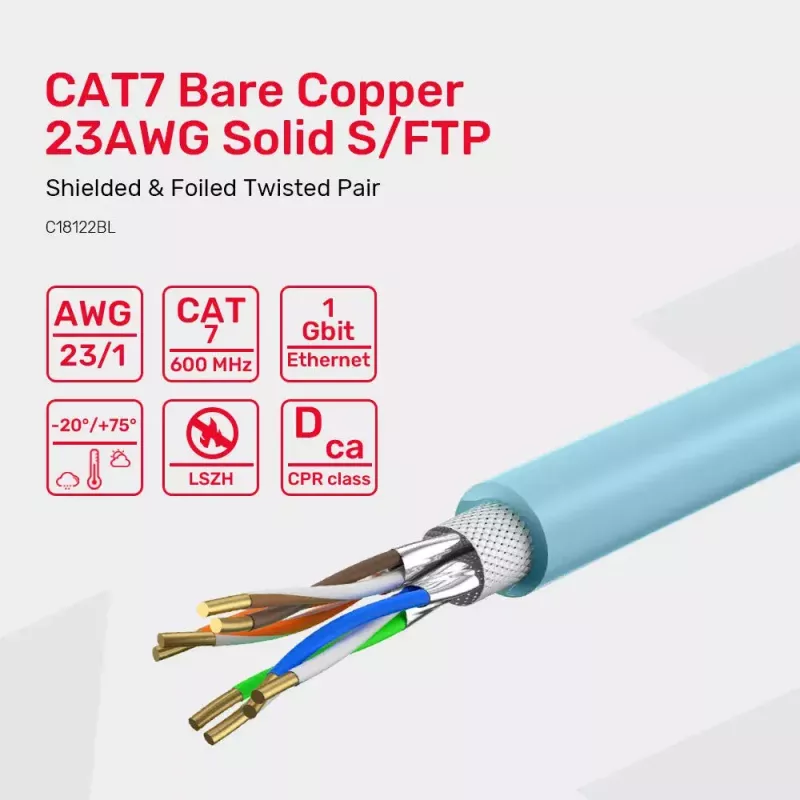 Tinklo kabelis UNITEK C18122BL RJ45 Cat7 305 m mėlynas