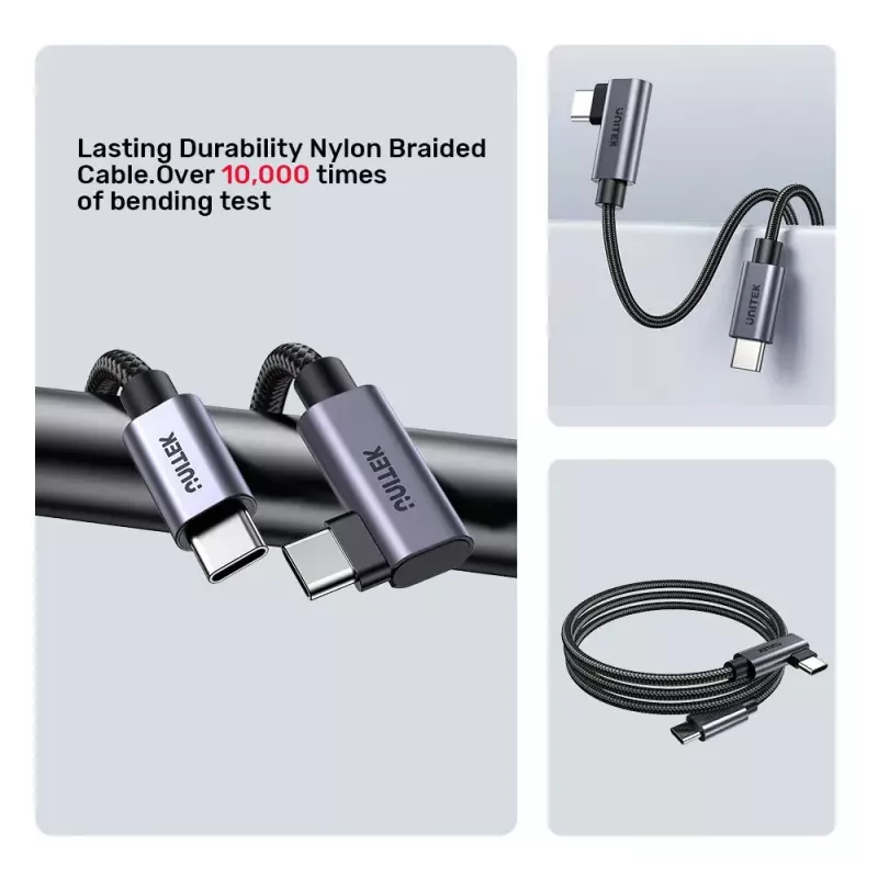 USB laidas UNITEK C14123BK-3M USB 2.0 USB C 3m Juoda Pilka