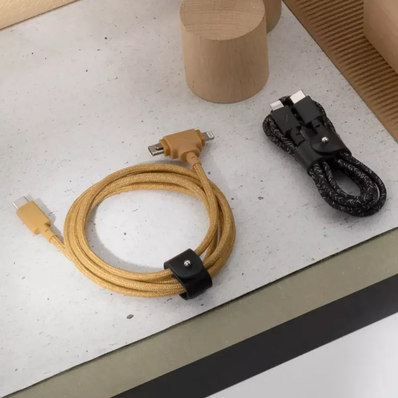 USB-C į USB-C / Lightning laidas Native Union Belt kabelis Duo, 1,5 m, žalias