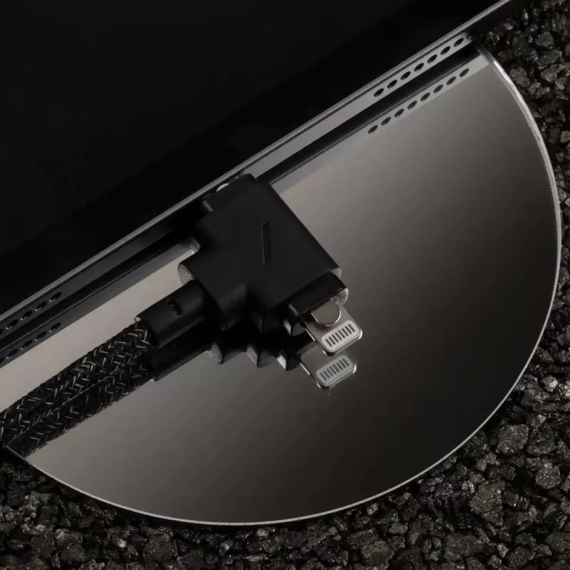 USB-C į USB-C / Lightning laidas Native Union Belt kabelis Duo, 1,5 m, žalias