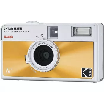 35 mm fotoaparatas su juostele Kodak EKTAR H35N blizgus oranžinis — Point-and-Shoot, fiksuotas objektyvas