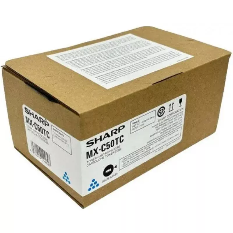 tonerio kasetė Sharp MXC50TC Žydra for Suderinama Sharp printers, genuine OEM MX-C50TC