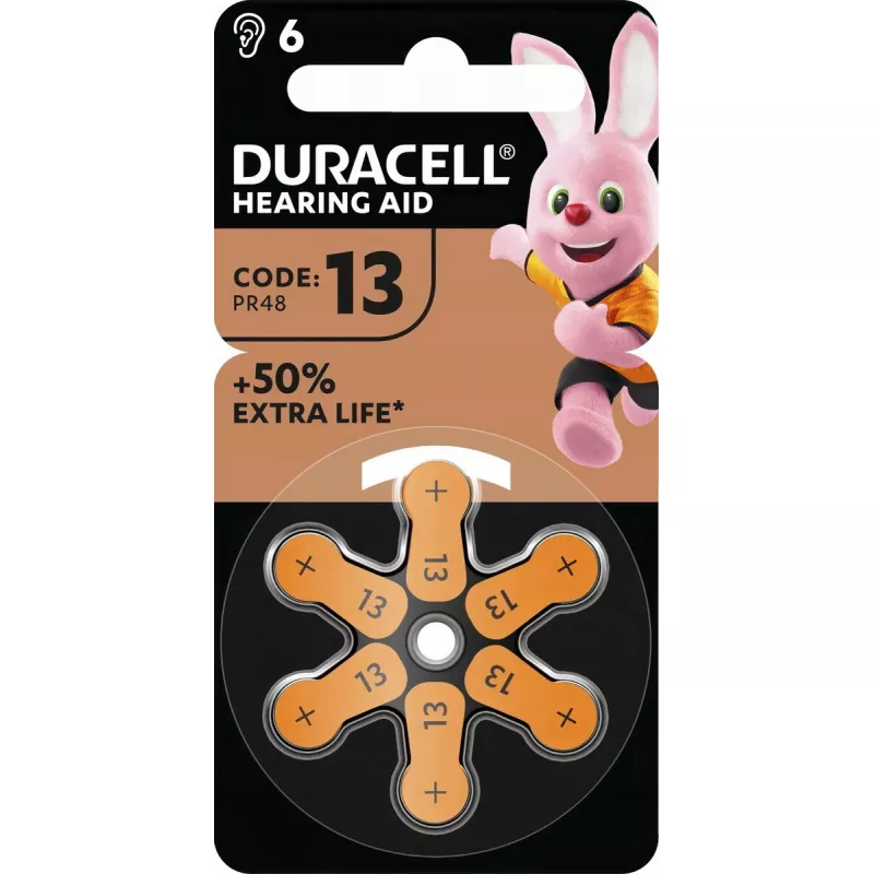 Klausos aparatų baterija Duracell EasyTab 13 (PR48) 6 vnt. pakuotė