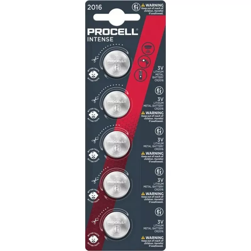 Monetos tipo baterija Duracell Procell CR2016 — ličio, 3V, pakuotėje 5 vnt.