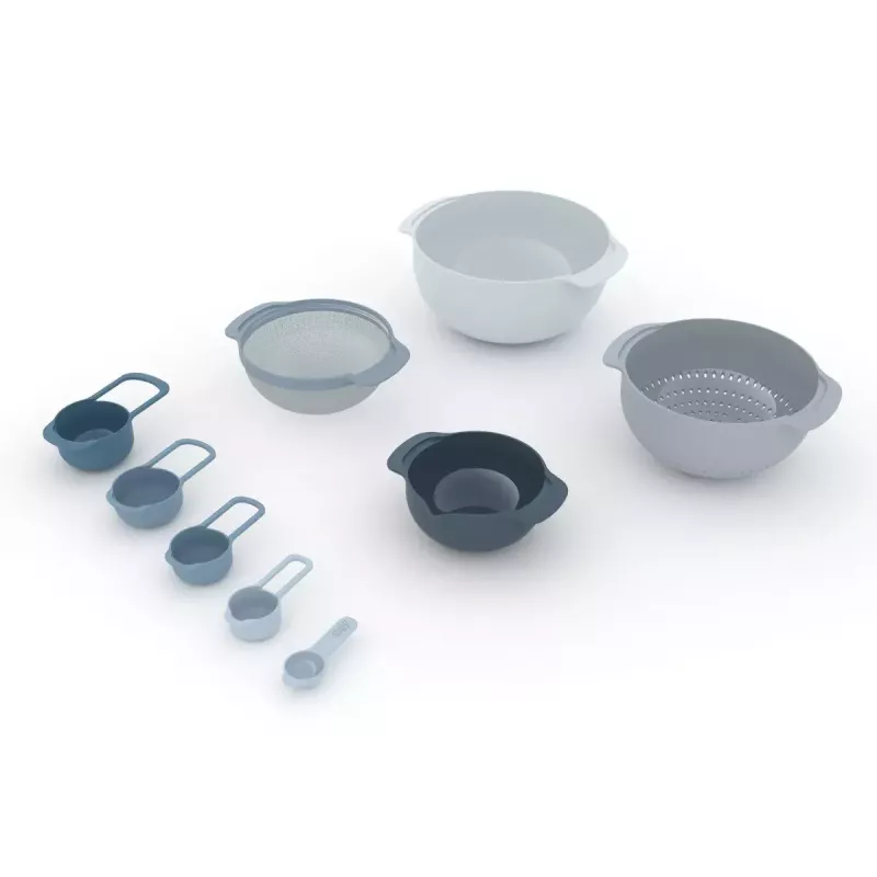 Rinkinys Joseph Joseph Nest Stackable mėlynas pilkas 4,5 L dubuo 1,65 L sietelis