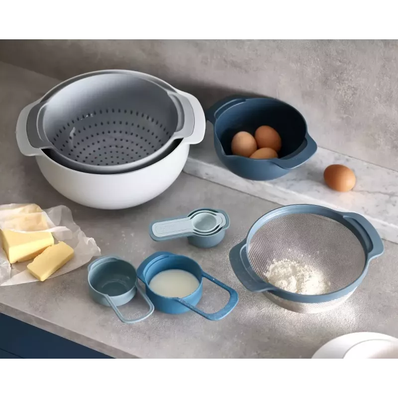 Rinkinys Joseph Joseph Nest Stackable mėlynas pilkas 4,5 L dubuo 1,65 L sietelis