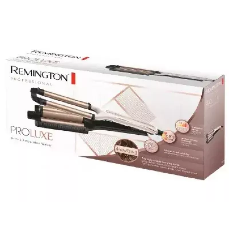 Automatinis lenkiamasis lygintuvas Remington CI91AW — rožinis auksas/juoda, S formos cilindras, keraminė danga, 150–210°C, 3 m sukamas laidas