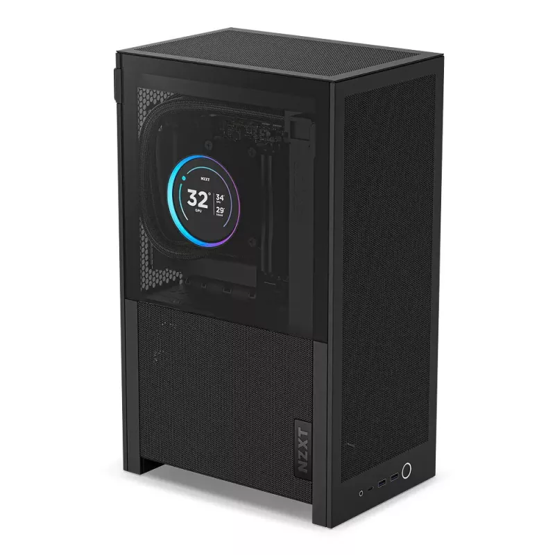 PC korpusas NZXT H2 Flow Small Form Factor (SFF) — Mini-ITX, 2x 2,5 col. skyrių, Grūdintas stiklas, Juoda, 181×263×435 mm