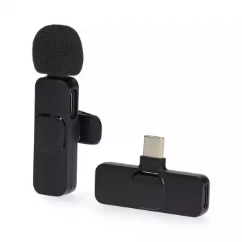 Belaidis įkraunamas USB-C lavalier mikrofonas Nedis MICW110BK