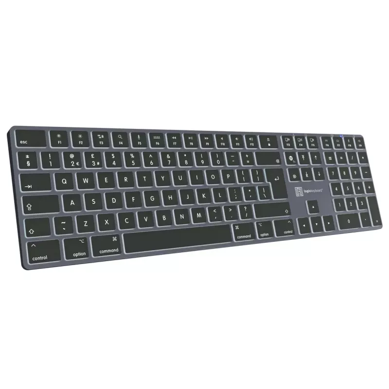 LogicKeyboard SKB-TM-UK pilno dydžio USB + Bluetooth, QWERTY UK English, Titanium