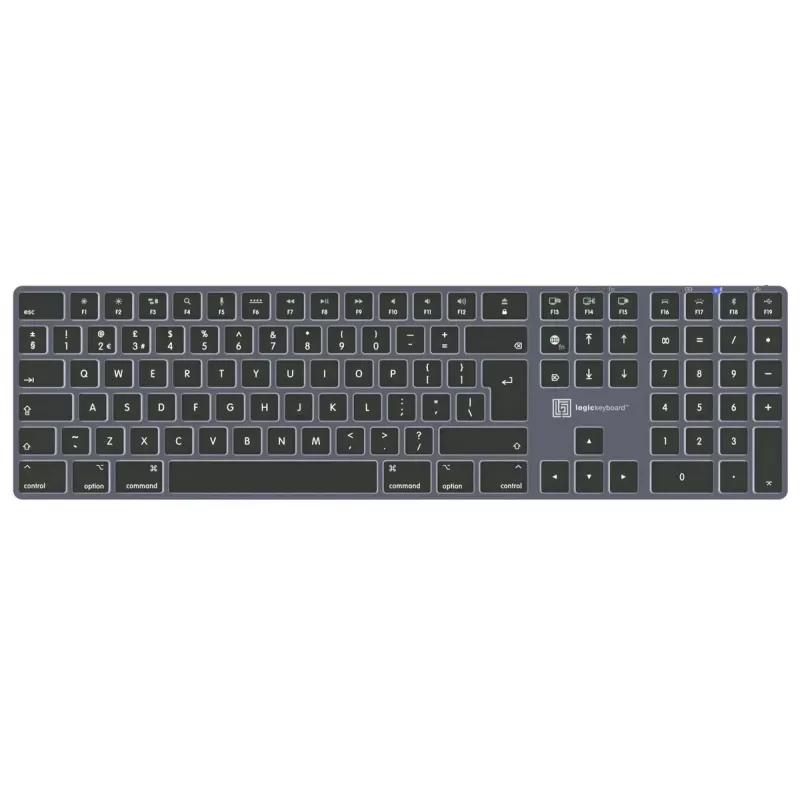 LogicKeyboard SKB-TM-UK pilno dydžio USB + Bluetooth, QWERTY UK English, Titanium