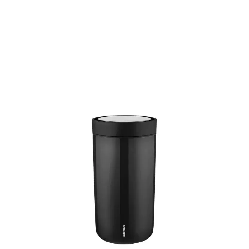 Stelton To Go Click 200 ml juodas nerūdijančio plieno kelioninis puodelis