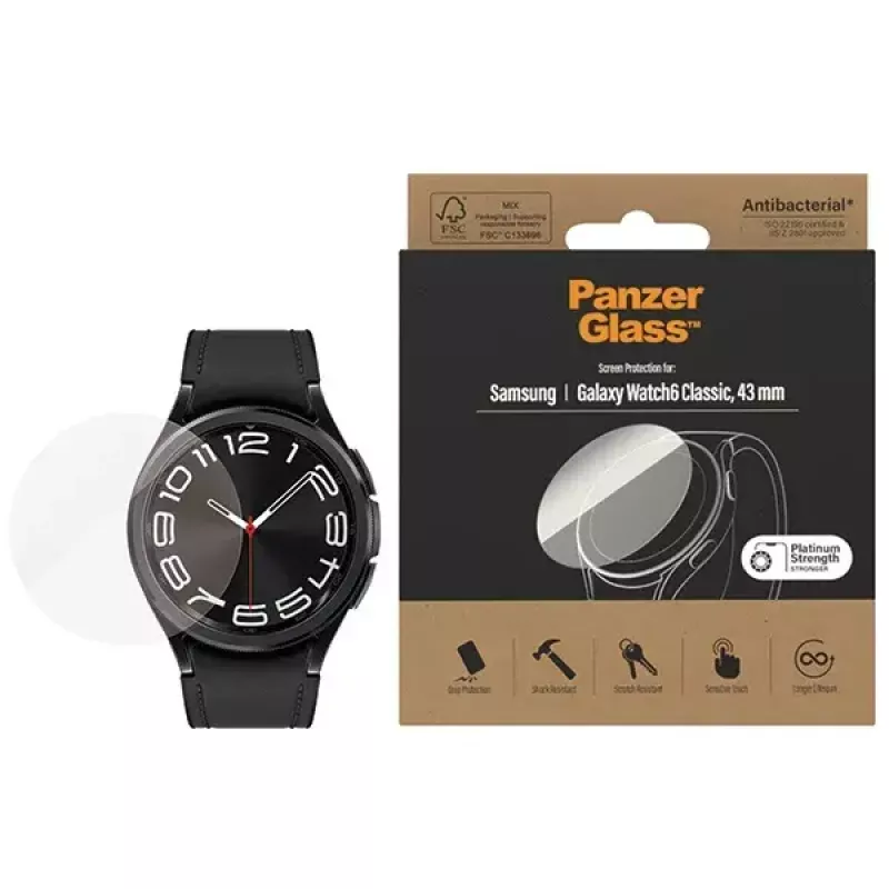 PanzerGlass ekrano apsauga Samsung Galaxy Watch6 43mm AB – grūdintas stiklas, modelis 3685