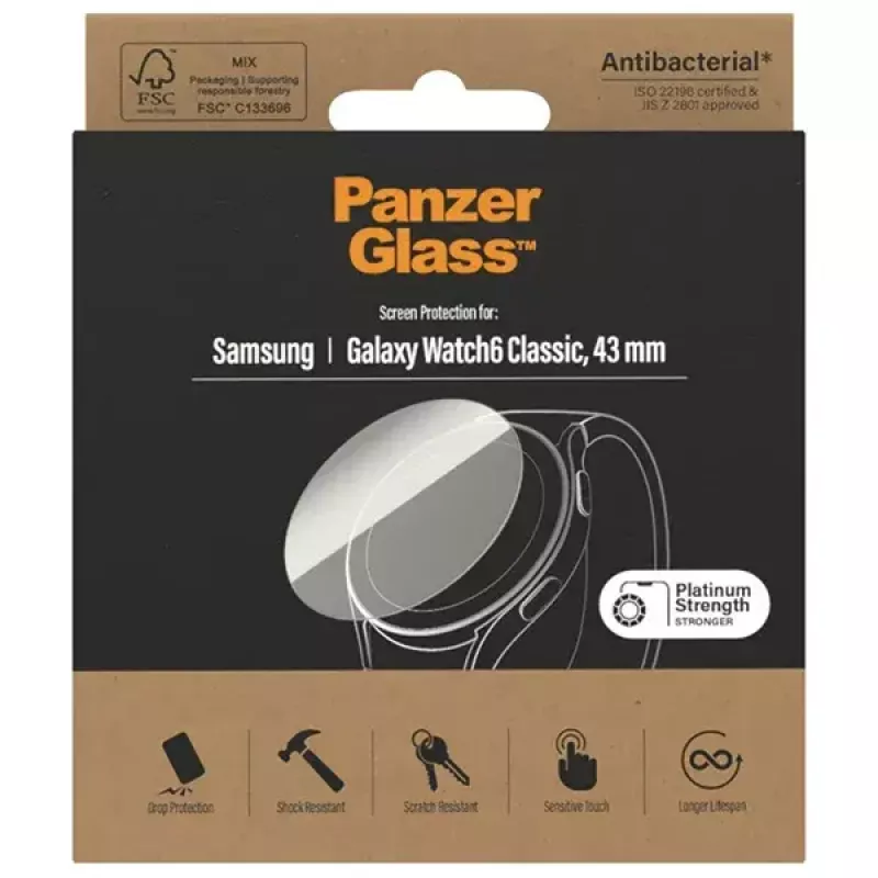 PanzerGlass ekrano apsauga Samsung Galaxy Watch6 43mm AB – grūdintas stiklas, modelis 3685