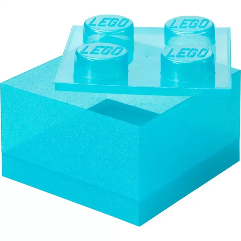 “Storage Brick 4” viršutinio dangčio blizgus, sukurtas „room copenhagen“ – šviesiai mėlynas / permatomas LEGO® stiliaus laikymo dėžutė