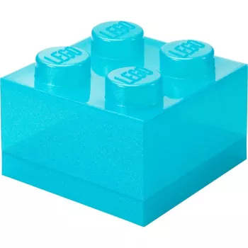 “Storage Brick 4” viršutinio dangčio blizgus, sukurtas „room copenhagen“ – šviesiai mėlynas / permatomas LEGO® stiliaus laikymo dėžutė