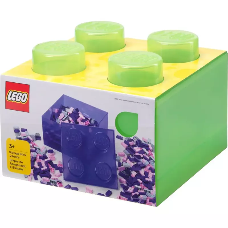 „Storage Brick 4“ viršutinis dangtis permatomas (šviesiai žalias/skaidrus), „room copenhagen“ – su LEGO suderinamas plastikinis laikymo konteineris