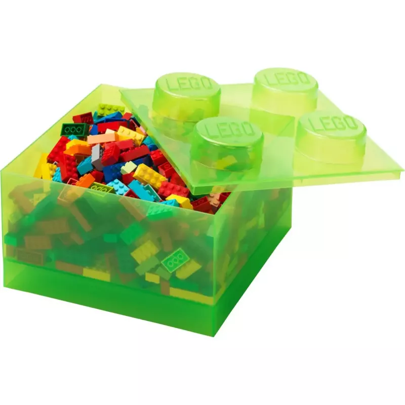 „Storage Brick 4“ viršutinis dangtis permatomas (šviesiai žalias/skaidrus), „room copenhagen“ – su LEGO suderinamas plastikinis laikymo konteineris