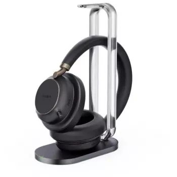 Ant ausies dedamos ausinės Yealink BH76 Plus su USB-C ir įkrovimo stovu, Teams versija, juodos