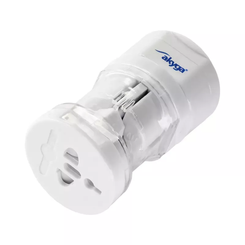 Maitinimo adapteris Akyga AK-AD-61 — vidinis 110–240 V, kompaktiškas baltas 48×48×86 mm