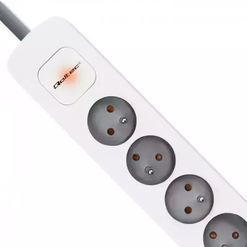 Maitinimo ilgintuvas Qoltec 50297 1,8 m 6 kintamosios srovės lizdai patalpų naudojimui pilka balta