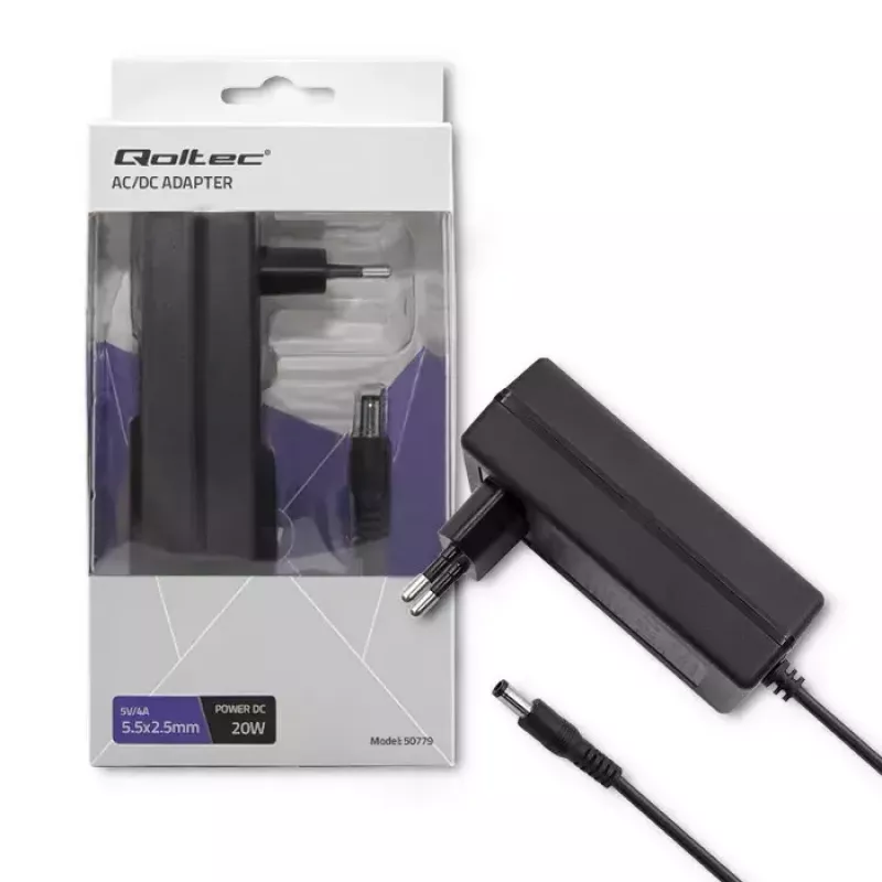 Maitinimo adapteris Qoltec 50779 Vidiniam naudojimui 20 W Juodas