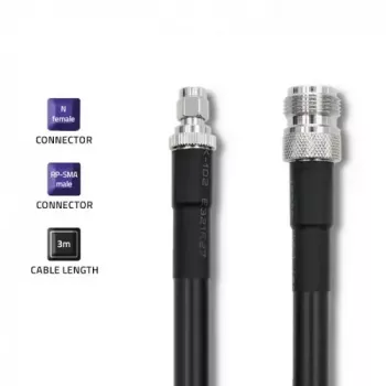 Koaksialinis kabelis Qoltec 57028 N-type RP-SMA LMR400 5 m Juodas