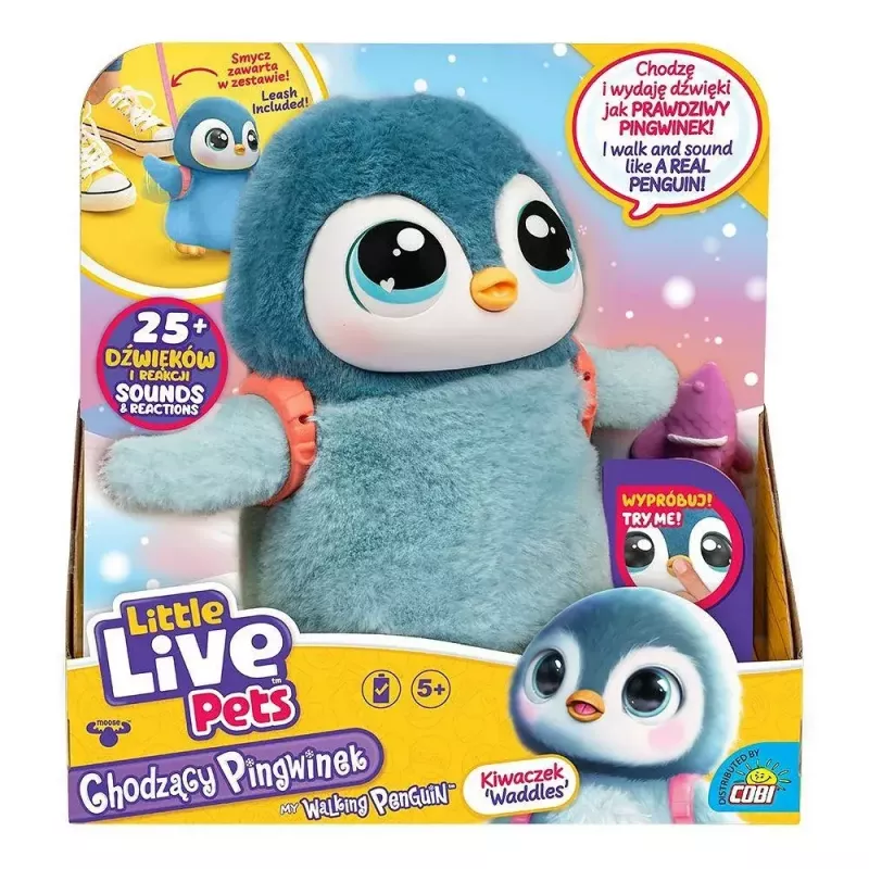 Interaktyvus žaislas Cobi Little Live Pets vaikštantis pingvinas Kiwaczek MO-26535, baterijomis maitinamas vaikštantis augintinis