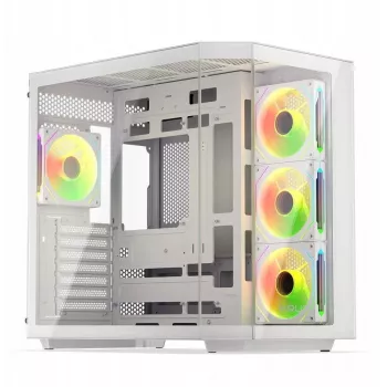 ATX Mid Tower korpusas KRUX Empero ARGB White KRXD014 su ARGB ventiliatoriais