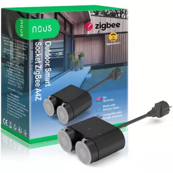 Išmanus lauko kištukas Nous A4Z — 2 lizdų, ZigBee, IP44, iki 3680 W