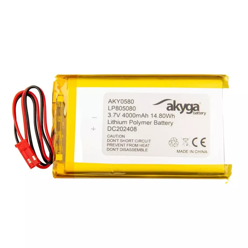 Baterija Akyga AKY0580 mobiliojo telefono atsarginė dalis, ličio jonų, 50×80×8 mm, sidabrinė
