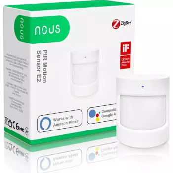 Judesio jutiklis Nous E2 ZigBee PIR, aptikimo nuotolis 8 m, žiūros kampas 120°