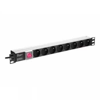 Maitinimo skirstymo įrenginys NETRACK 125-19-02, 19 colių 1U, 230V 16A, 8 lizdai, aliuminis