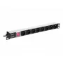 Maitinimo skirstymo įrenginys NETRACK 125-19-02, 19 colių 1U, 230V 16A, 8 lizdai, aliuminis