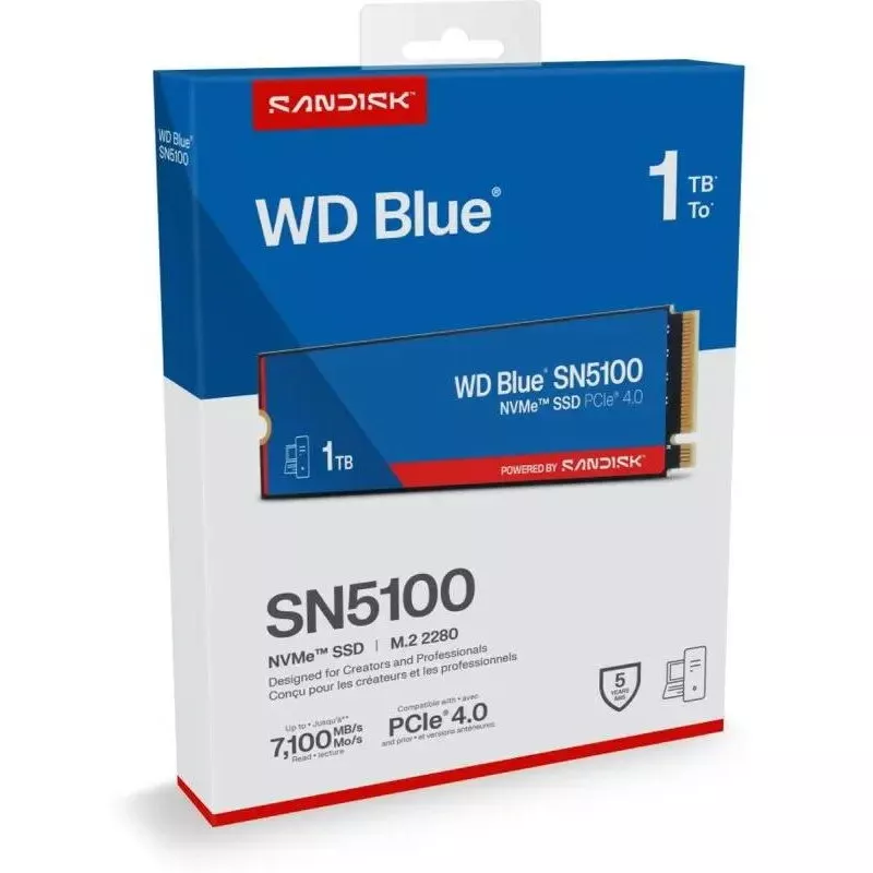 Kietojo kūno diskas SANDISK WD Blue SN5100 NVMe 1 TB — vidinis PCIe SSD, 1 TB talpa