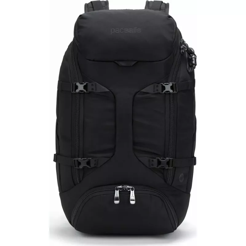 Keliautinė kuprinė Pacsafe EXP35 — juoda, perdirbtas poliesteris, 31×20×52 cm
