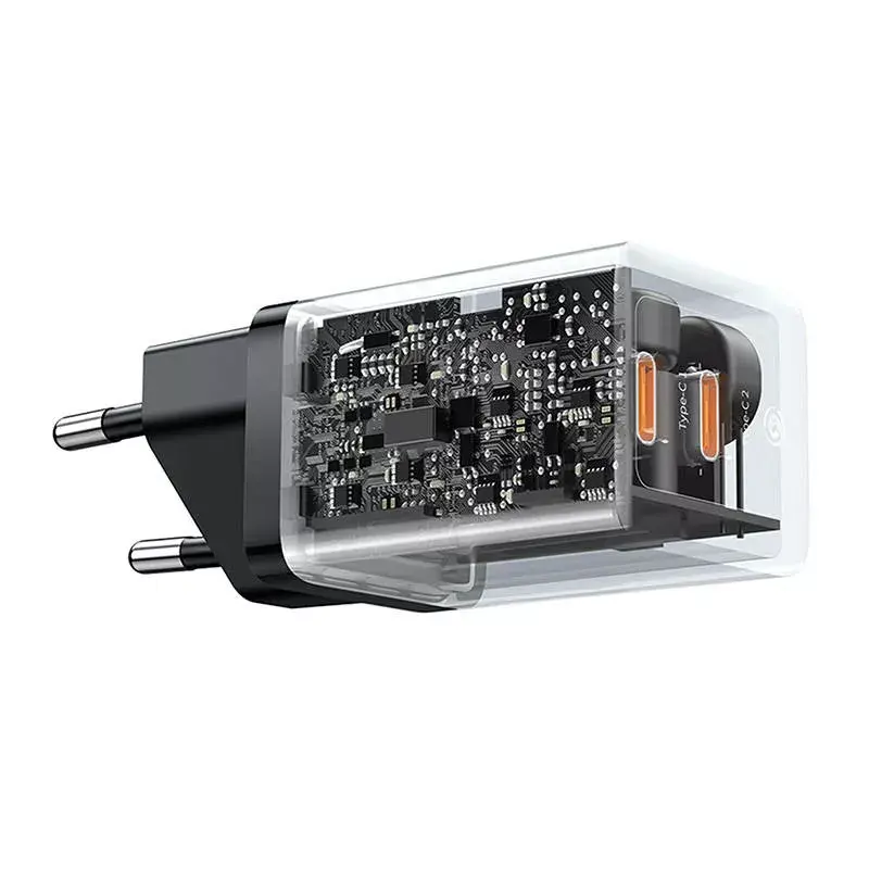 Baseus sieninis įkroviklis GaN5 40W, 2x USB C (Juoda)