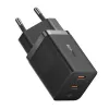 Baseus sieninis įkroviklis GaN5 40W, 2x USB C (Juoda)